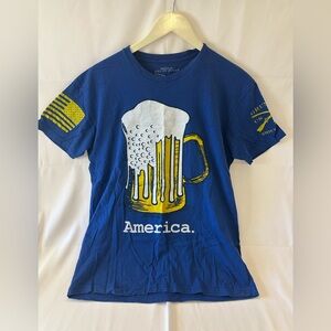 Grunt Style America Beer Mug Flag Shirt Adult Medium Blue Graphic Tee Mens